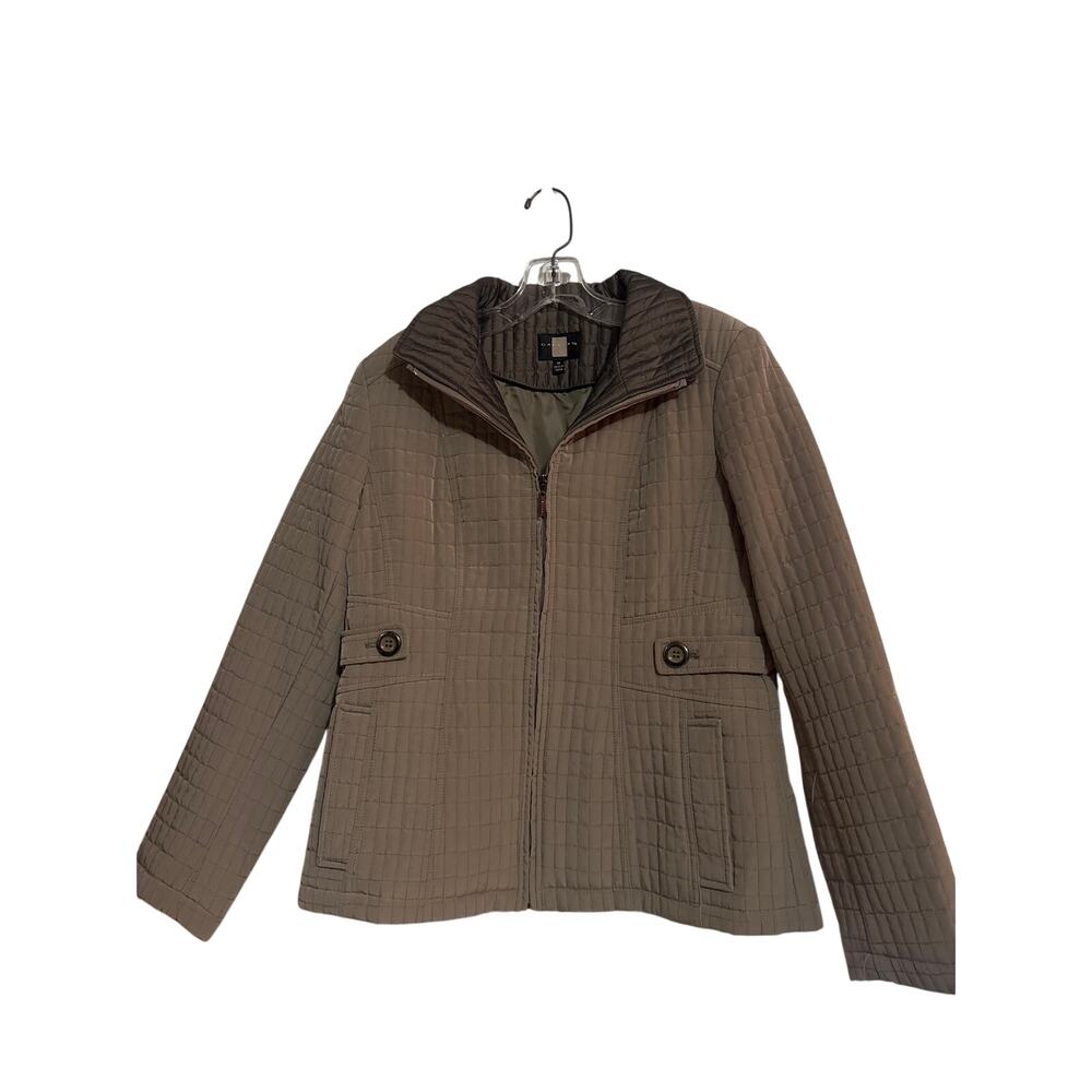 Gallery Quilted Faint Green Collared Zip Jacket Women's Size M